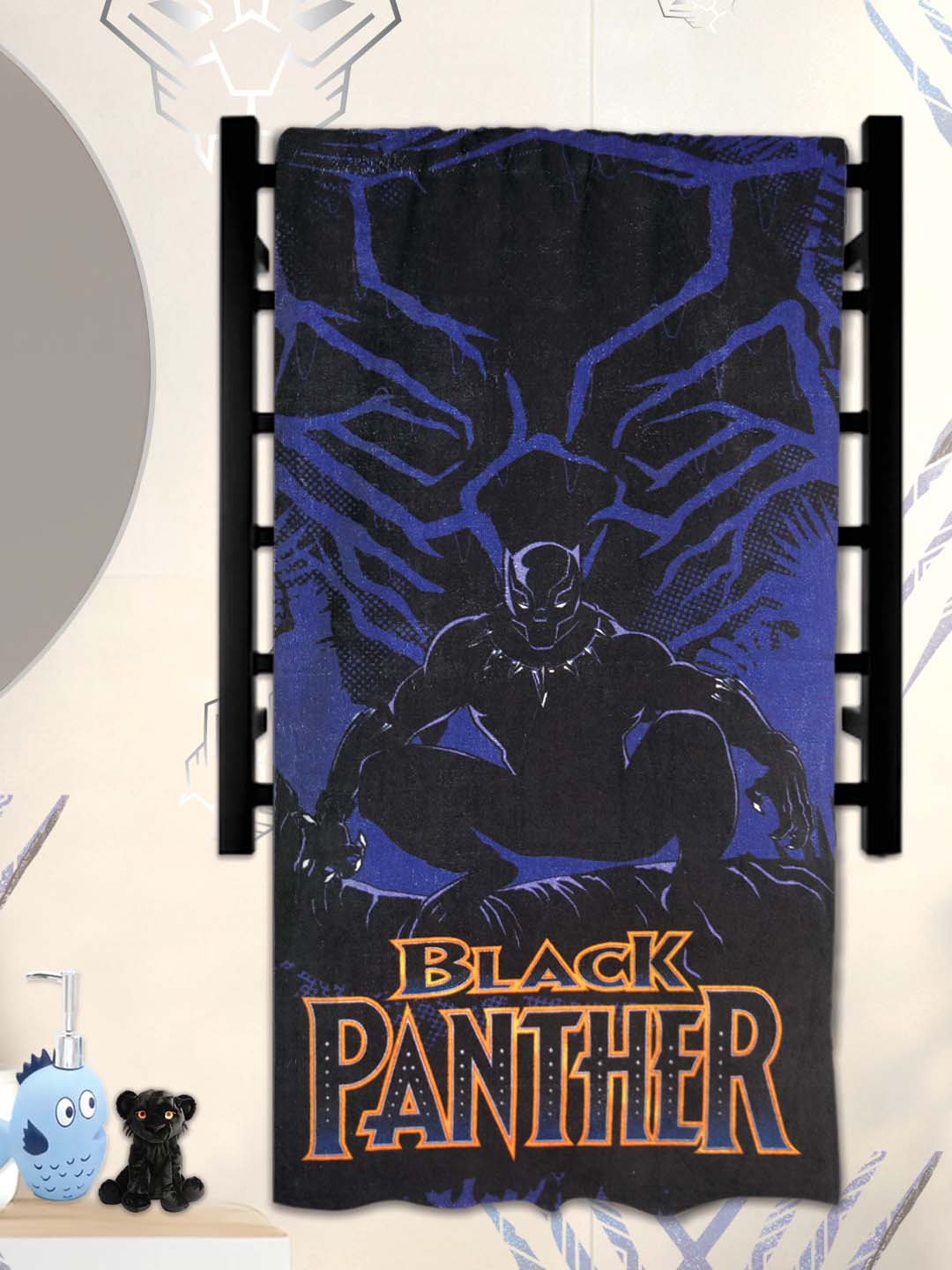 Kids will love this Black Panther bath towel by Athom Living, made of 100% cotton, soft, durable, and highly absorbent, ideal for a fun bath time experience.