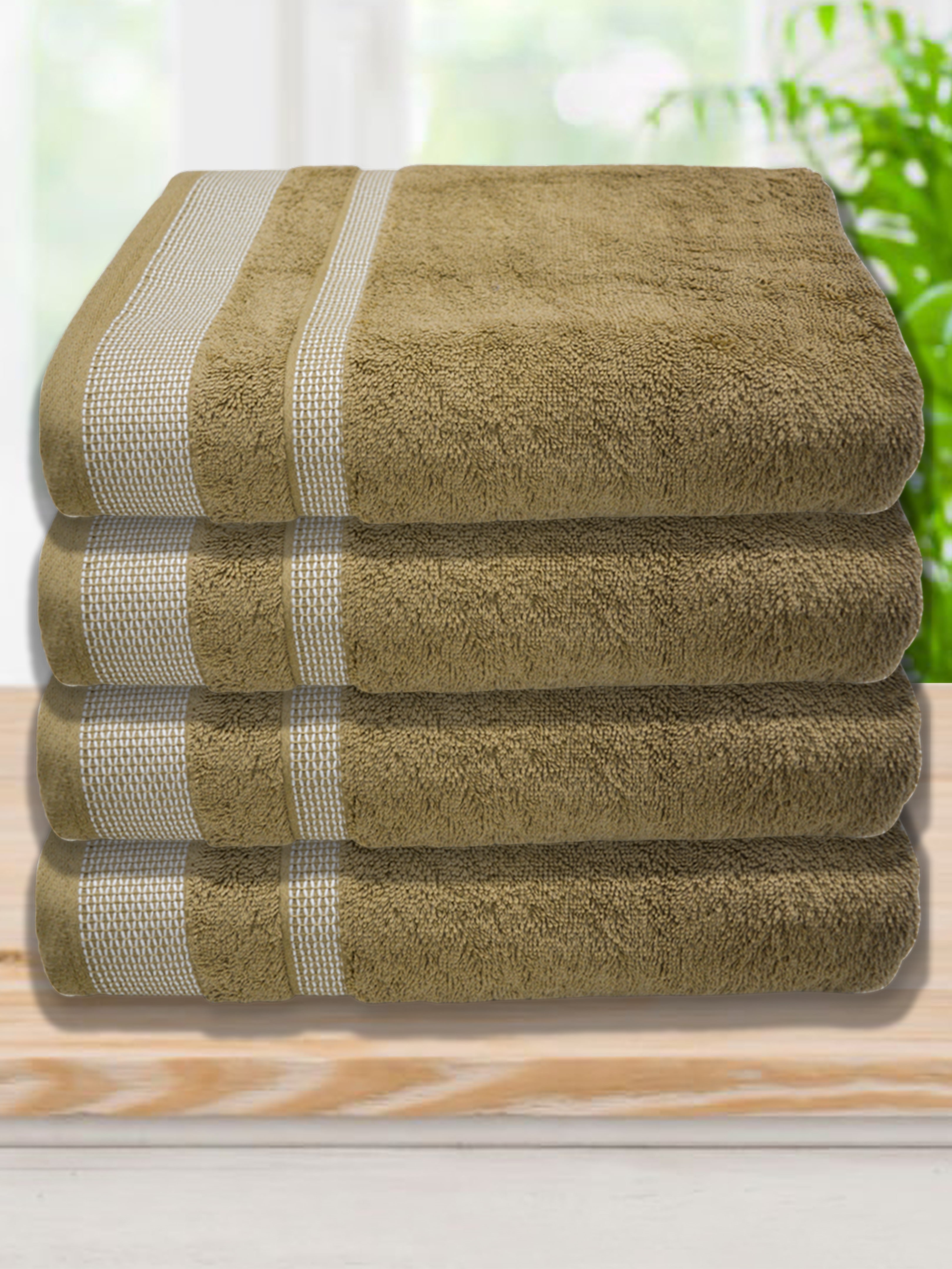Light brown cotton bath towel
