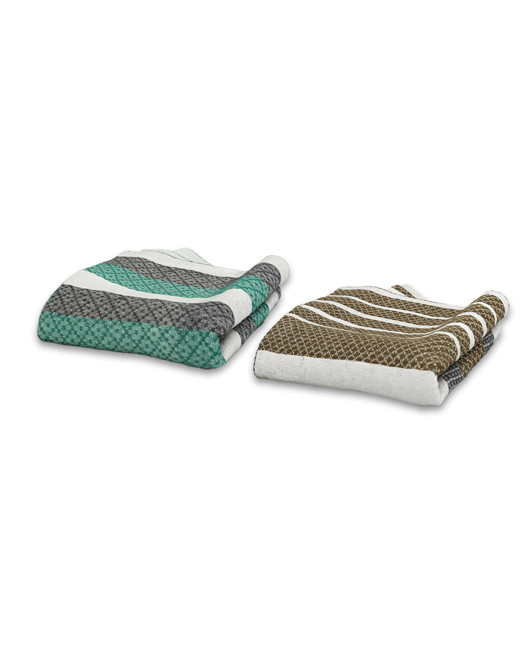 Lightweight cotton bath towels beige sea green duo