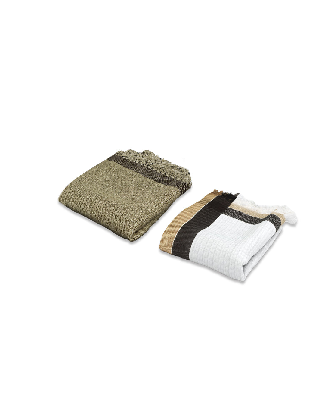 Lightweight cotton bath towels in dark brown white