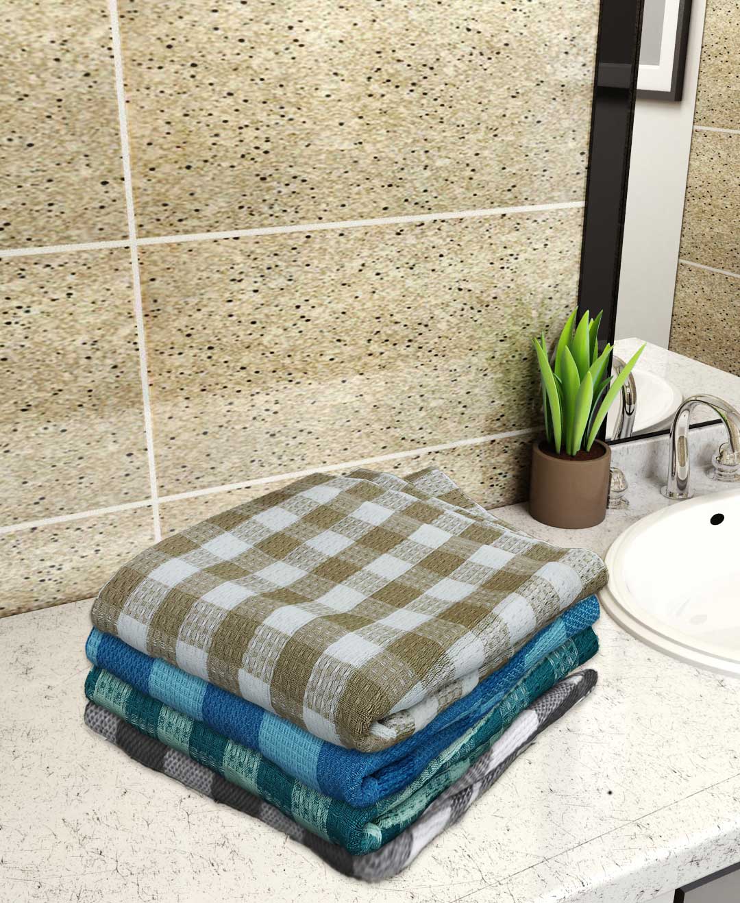 Lightweight cotton bath towels multicolor design 4