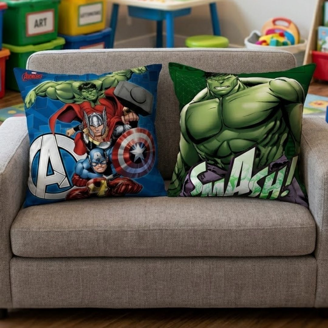 Marvel Avengers & Hulk Printed Filled Cushion Pair
