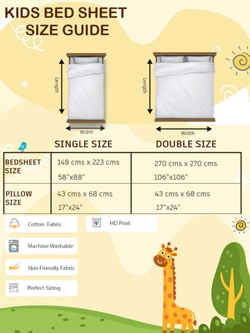 Athom Living Rainbow Bags Masha and The Bear Digital Printed Cotton Kids Double Bedsheet 270x270 cm with 2 Pillow Cover