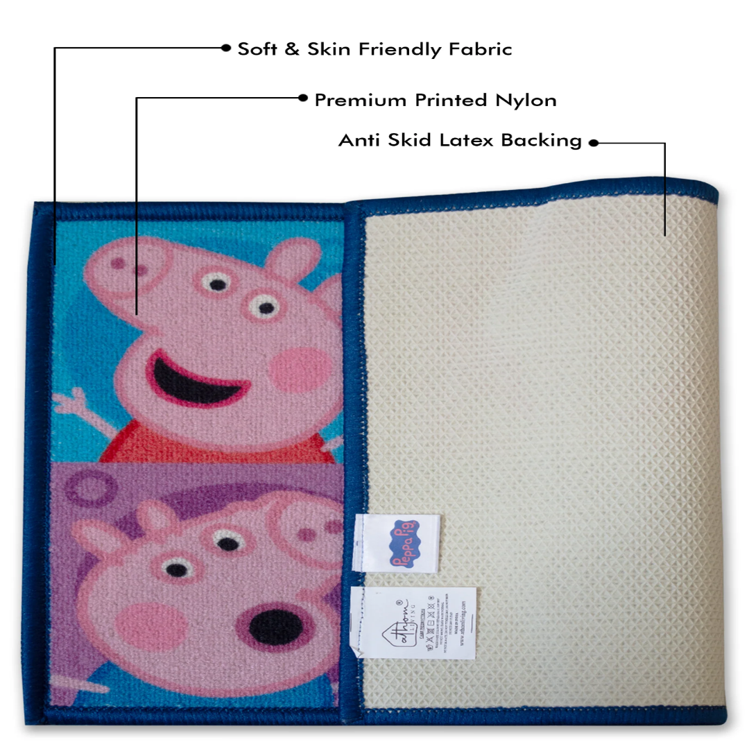 Make every step fun with this Peppa Pig themed kids door mat by Athom Living. Designed with anti-skid backing, it ensures safety while adding colorful joy to your child’s play or bedroom area.