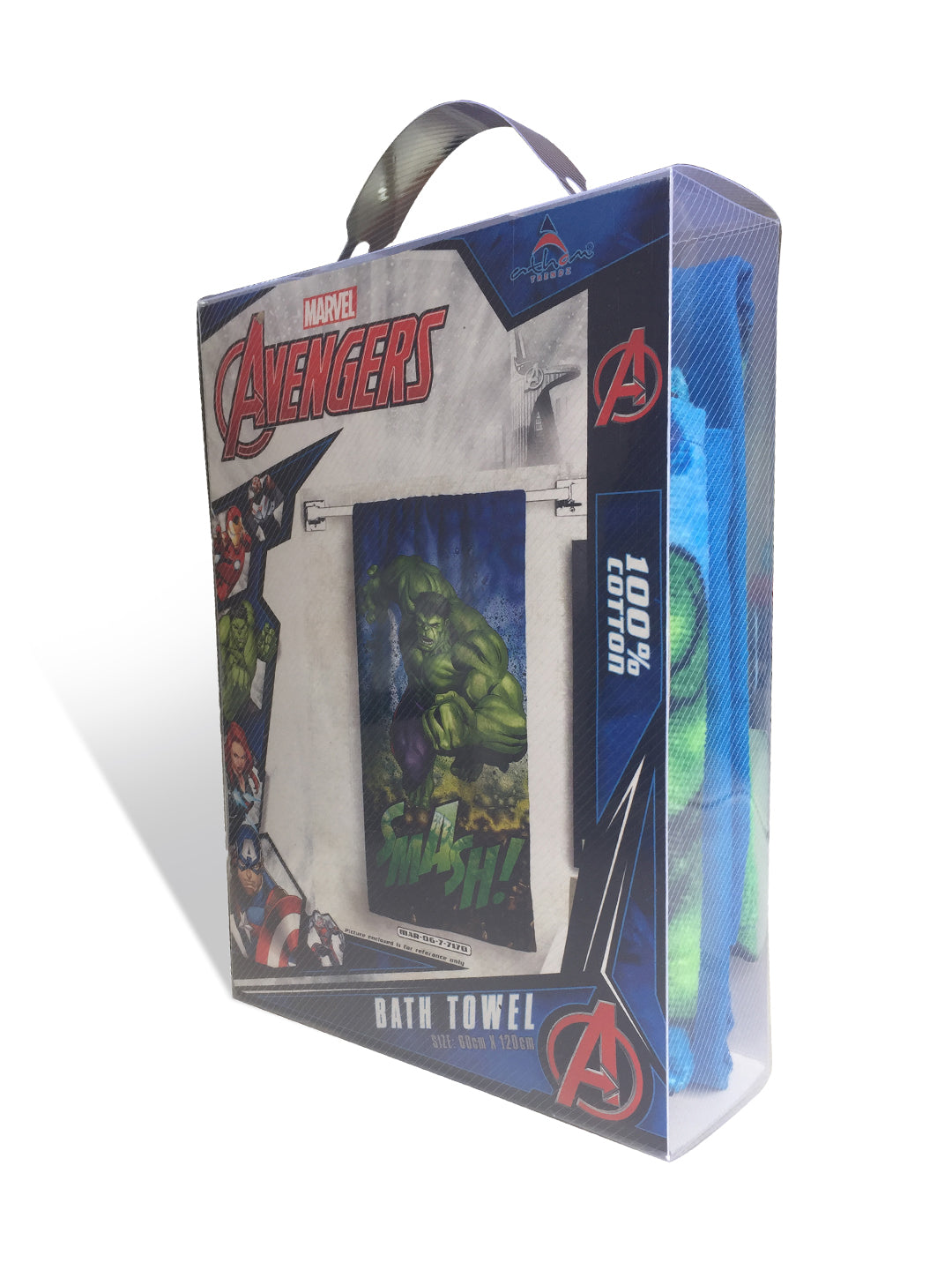 Marvel Avengers Kids Bath Towel by Athom Living crafted in 350 GSM cotton for premium softness. This superhero-themed bath towel keeps kids warm, dry, and excited during bath time or beach outings.