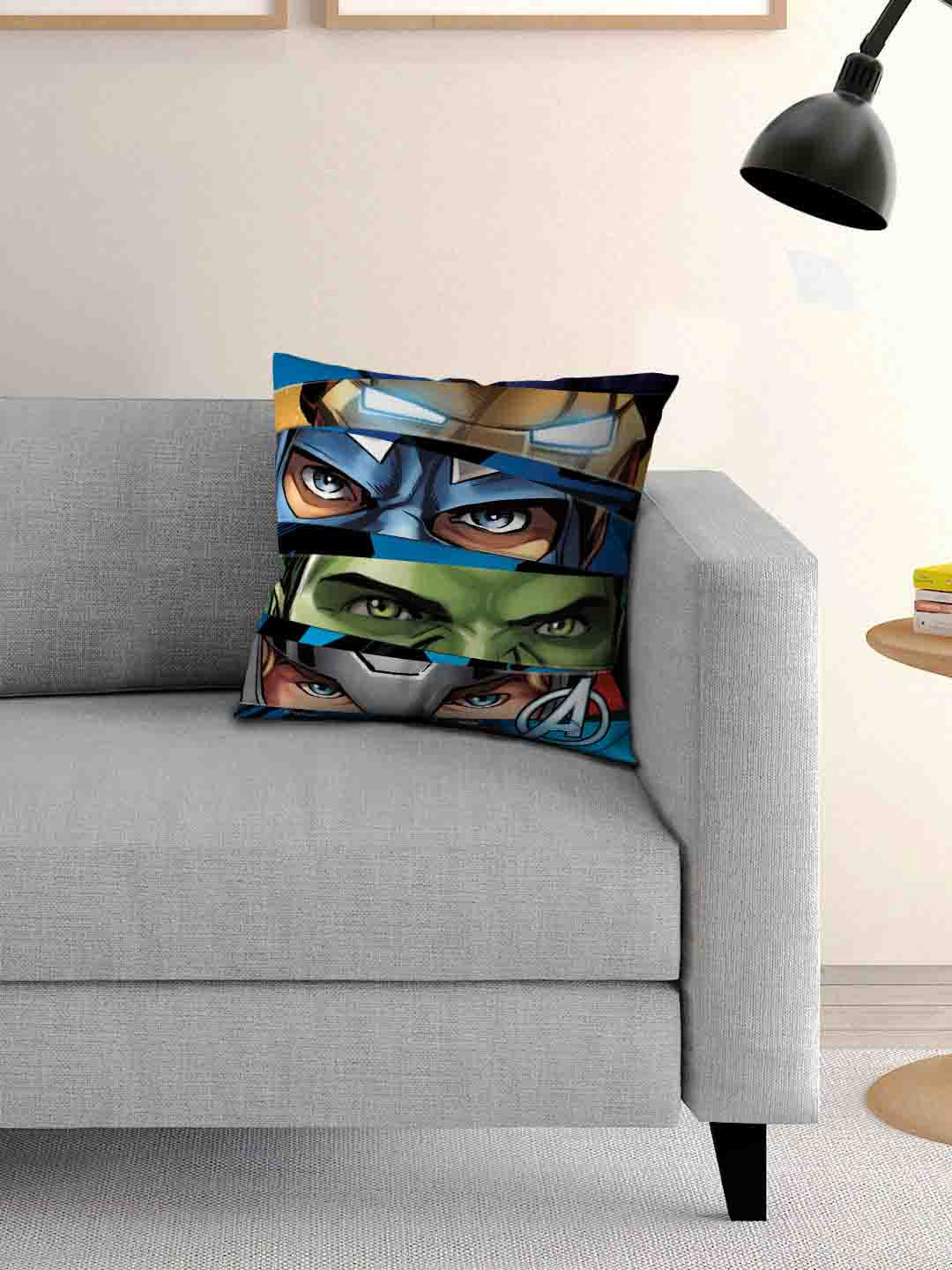 Marvel Avengers "One Team One Mission" design Kids Filled Cushion with Cover, perfect for kids' bedrooms, playrooms, or gifting, featuring vibrant superhero graphics and soft comfortable filling.