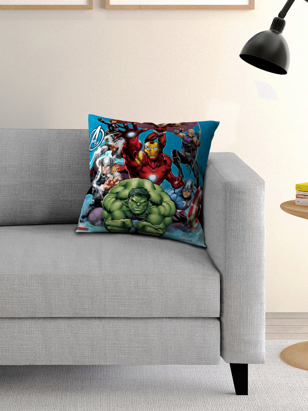 Marvel Cushion with Cover 40x40 cm by Athom Living, soft kids home décor piece featuring vibrant Marvel character print, ideal for bedroom and living room.