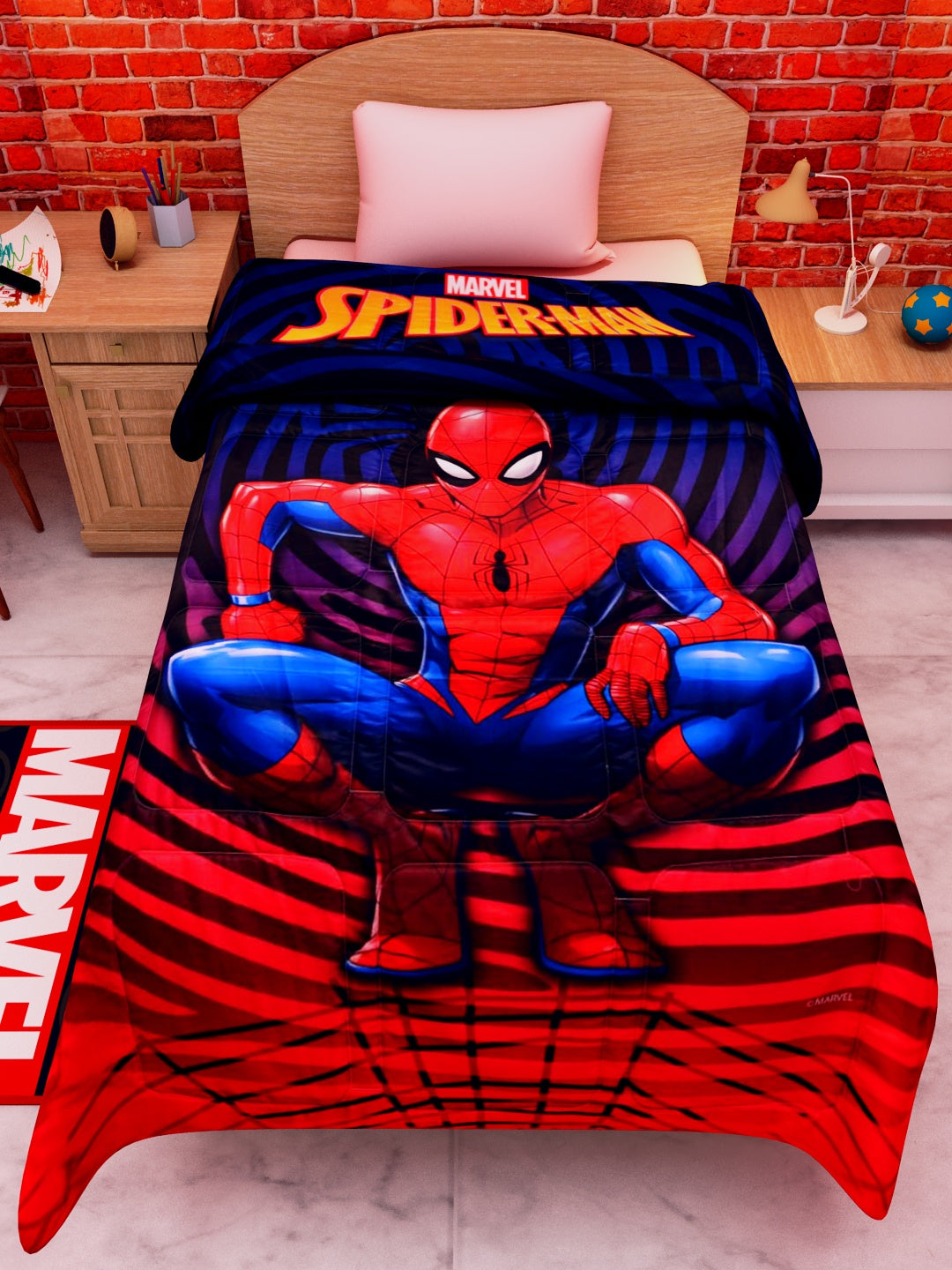 Marvel Spider-Man kids comforter single – lightweight, all-season comforter designed for cozy and fun kids' rooms by Athom Living.
