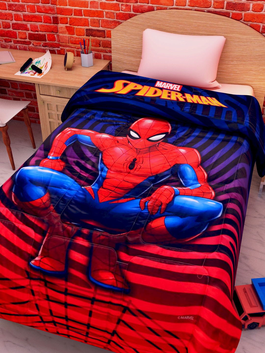 Marvel Spider-Man kids comforter single – premium bedding for toddlers and kids – breathable, easy-care fabric by Athom Living.