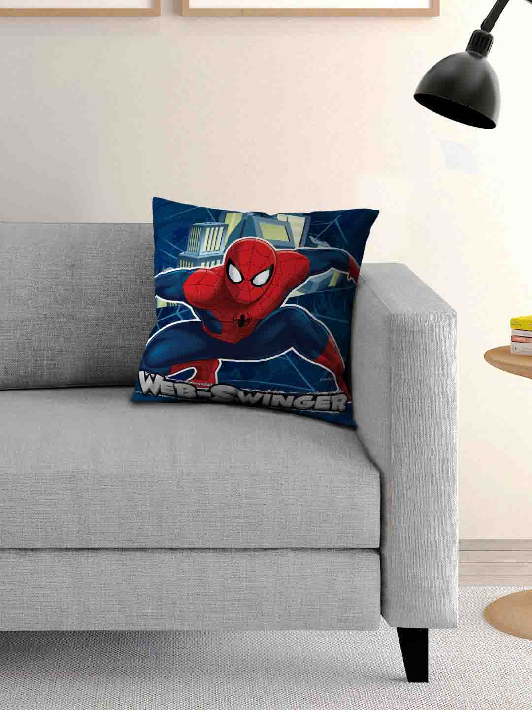 Marvel SpiderMan "Web-Swinger" Kids Filled Cushion with Cover by Athom Living, soft, vibrant, perfect for kids’ bedrooms, playrooms, or reading corners, adding comfort and superhero fun.