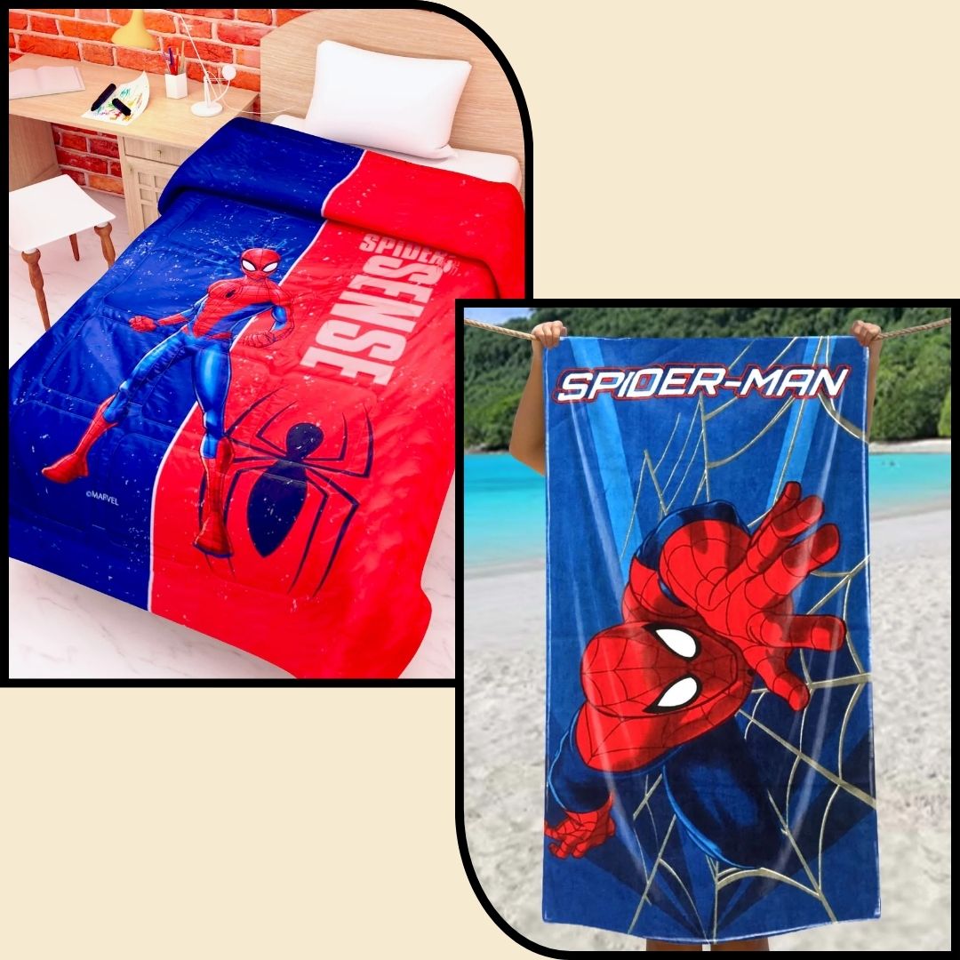 Marvel Spiderman Themed Comforter & Kids Bath Towel Combo Set of 2 by Athom Living featuring soft fabric, vibrant prints, and everyday comfort. A perfect Comforter & Bath Towel combo for kids who love superheroes.