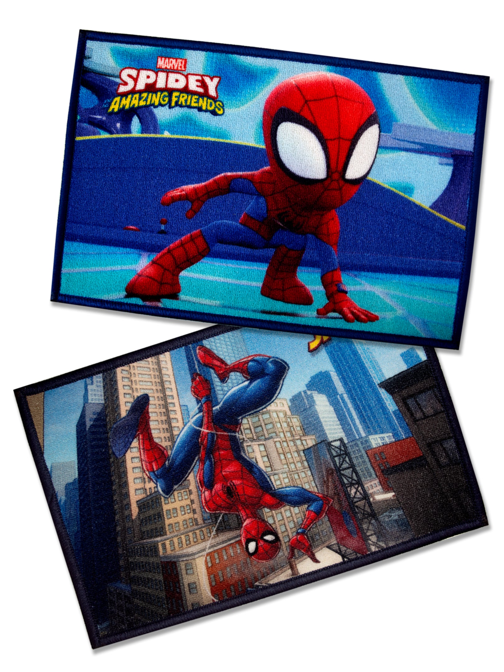 Marvel Spiderman premium kids nylon doormat by Athom Living, multicolor, anti-skid latex backing, 37x57 cm, pack of 2.
