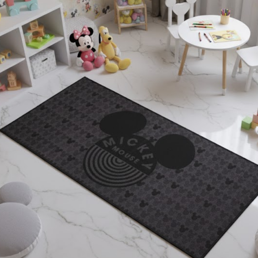 Mickey Mouse themed runner carpet by Athom Living designed to brighten kids’ rooms with vibrant Disney prints, soft texture and anti-skid backing, making this runner carpet perfect for play areas and bedrooms.