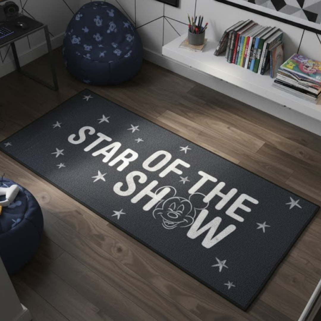 Mickey themed runner carpet by Athom Living, designed with playful character prints, soft texture and anti-skid backing, making this runner carpet perfect for enhancing kids' rooms, hallways and play spaces.