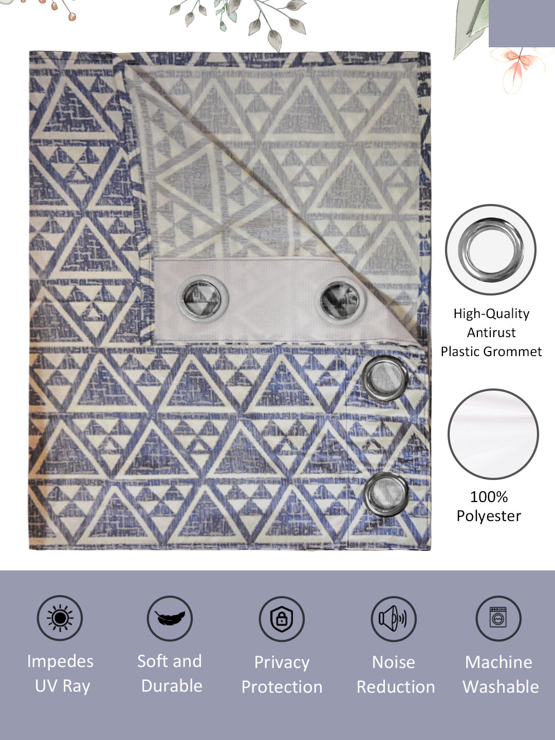 Modern Athom Living Grey Triangle Door Drapes, Set of 2 from Dream Collection, bringing contemporary design, privacy, and decorative home elegance.