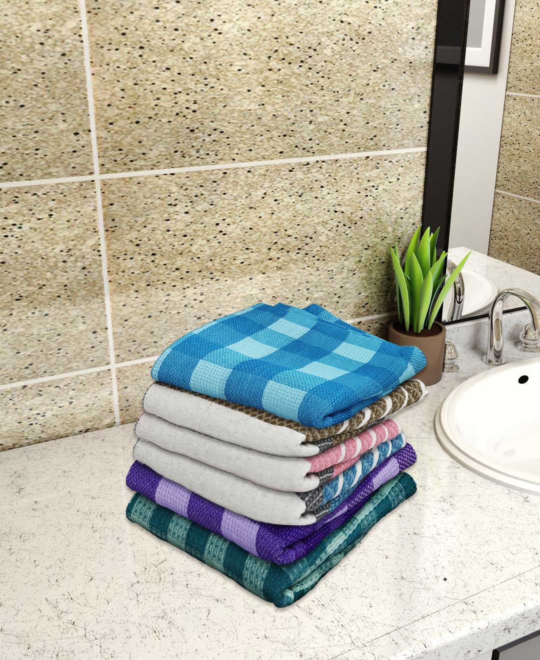 Multi design cotton bath towel set 