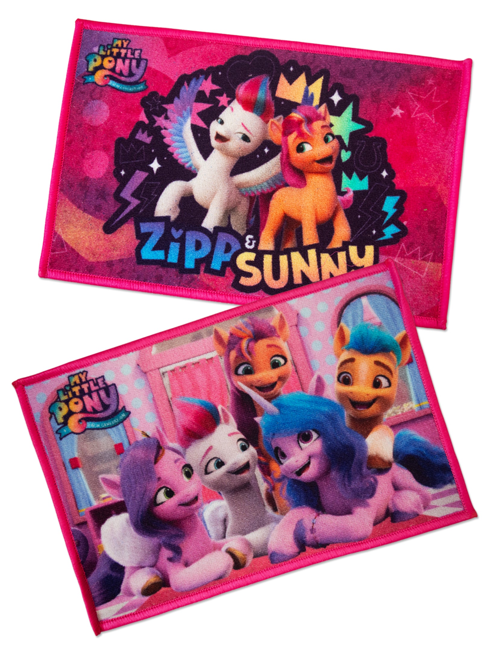 Multicolour My Little Pony character printed doormats for kids, pack of 2, premium nylon material with anti-slip latex backing.
