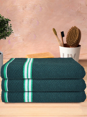 Athom Living Popcorn textured Solid Bath Towel Green 67x137 cm Pack of 3