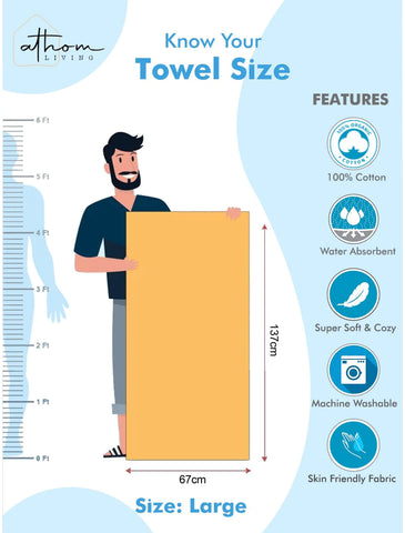 Athom Living Popcorn textured Solid Bath Towel Beige67x137 cm Pack of 1