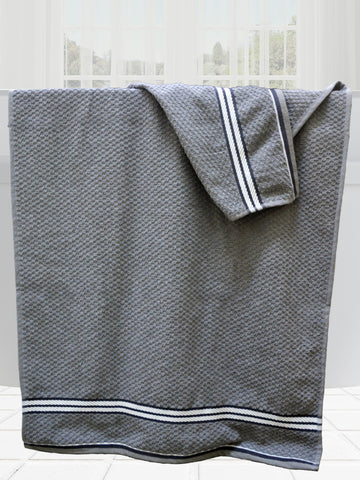 Athom Living Popcorn textured Solid Bath Towel Grey 67x137 cm Pack of 2