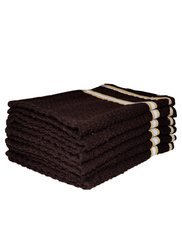 Athom Living Popcorn textured Solid Cotton Hand Towel Brown 35x55 cm Set of 6