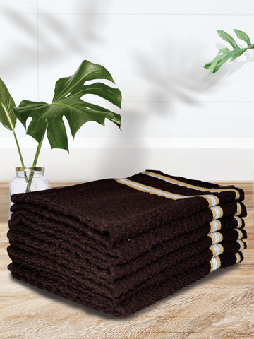 Athom Living Popcorn textured Solid Cotton Hand Towel Brown 35x55 cm Set of 6