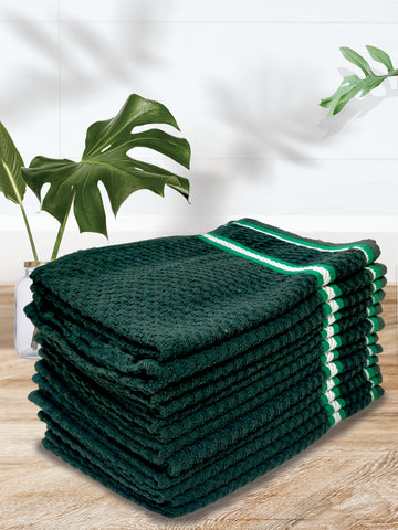 Athom Living Popcorn textured Solid Cotton Hand Towel Green 35x55 cm Set of 12