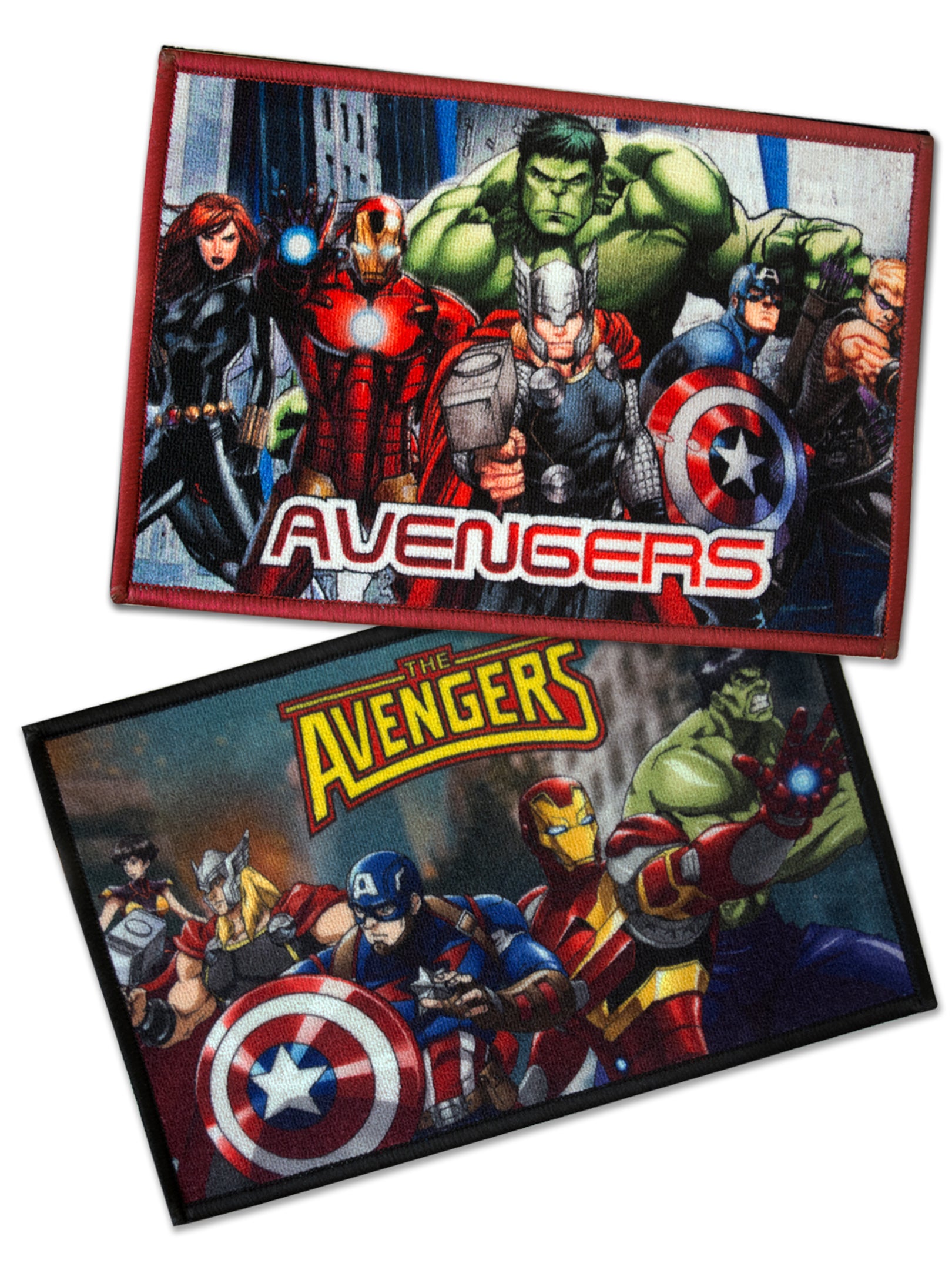Pack of 2 Marvel Avengers team design kids nylon doormats with latex backing, anti-skid grip, and vibrant multicolor print – 37x57 cm.

