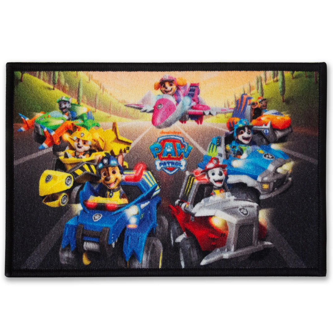 Paw Patrol themed Anti Skid kids Doormat by Athom Living displaying Adventure Starts at Your Door artwork, offering durable quality, slip-resistant backing, and a fun, engaging entryway for children.