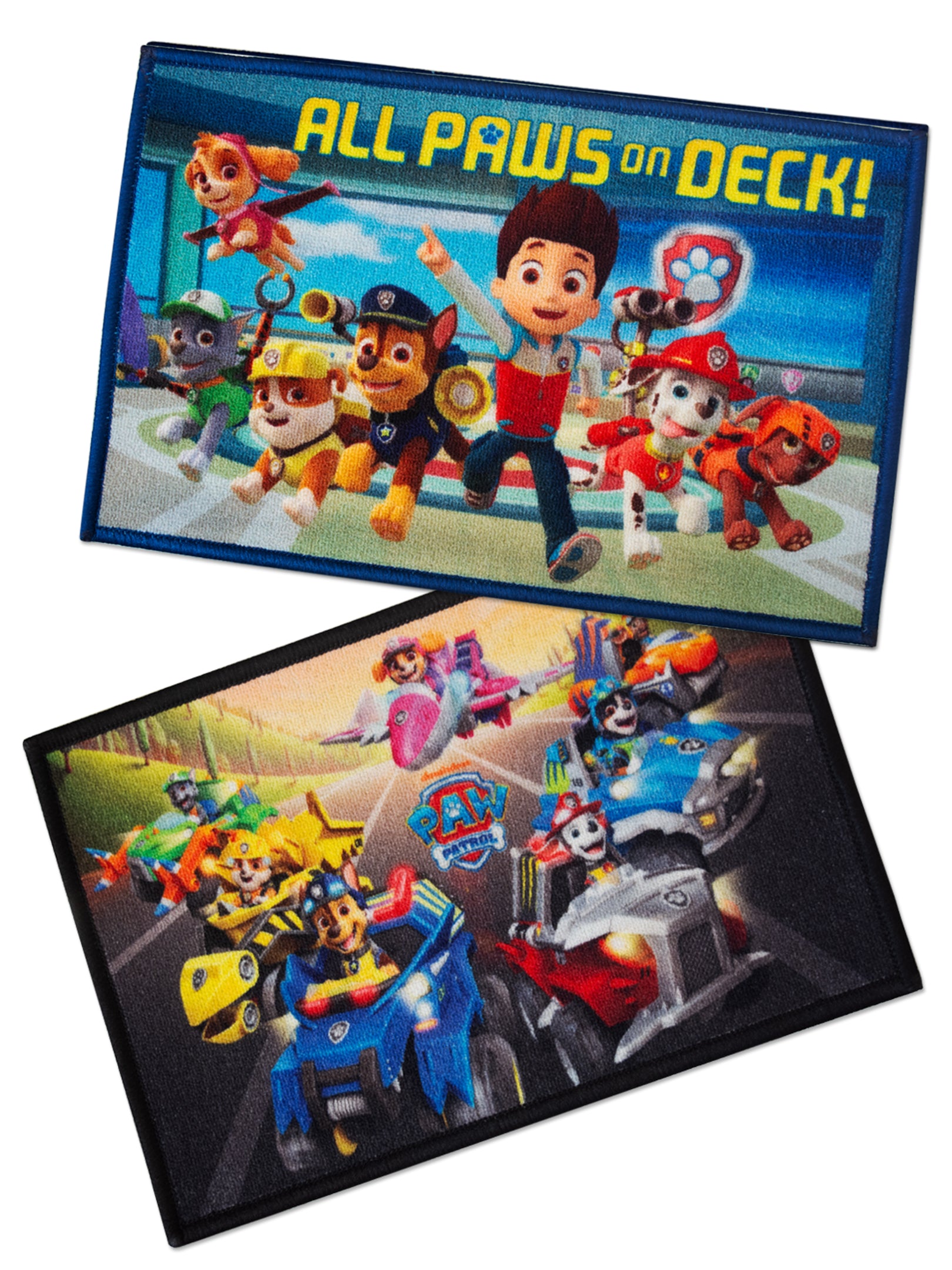 Paw Patrol themed kids nylon doormat, vibrant multicolor design, durable, non-slip latex backing, anti-skid, 37x57 cm, pack of 2 by Athom Living