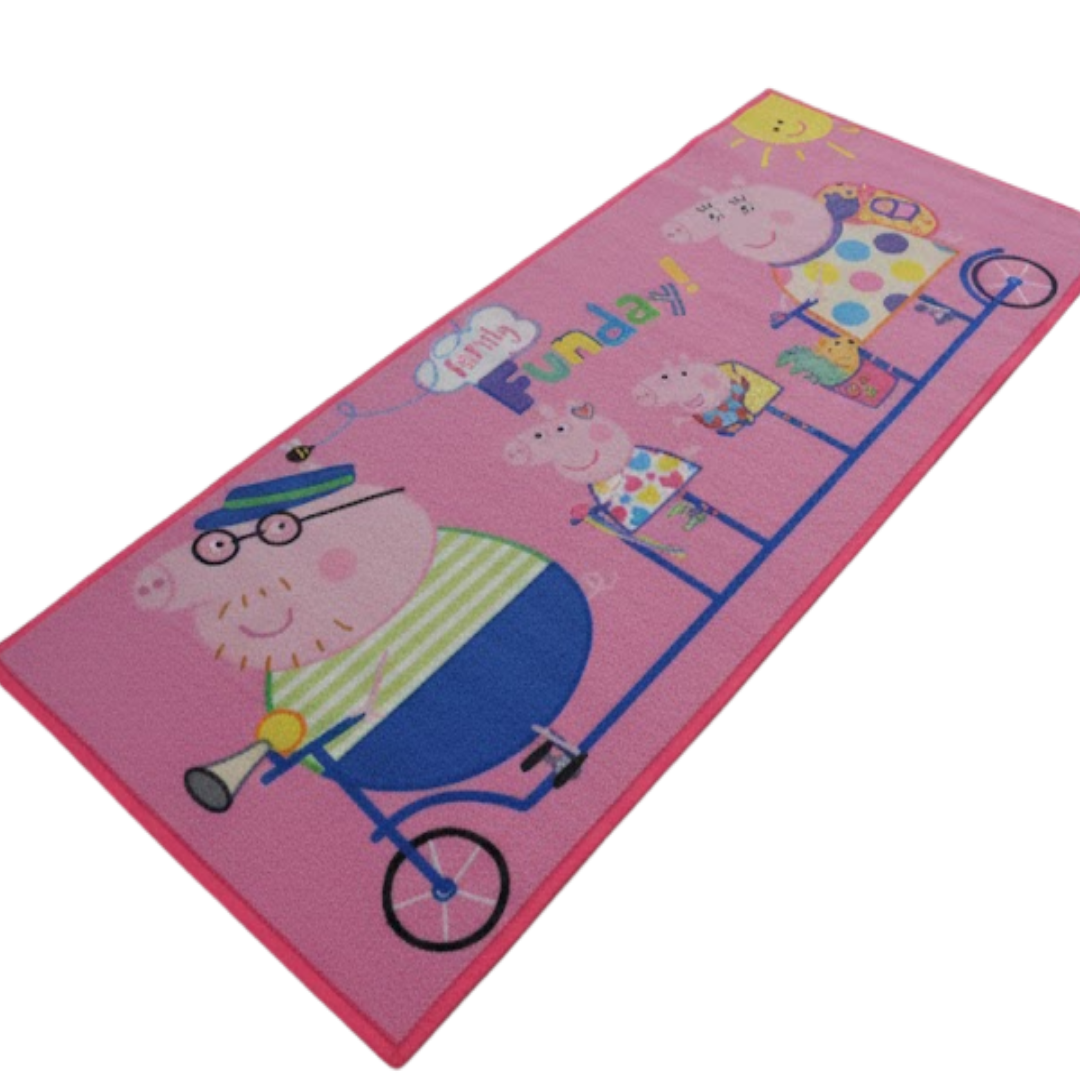 Peppa Pig Friday Funday Pink Printed Runner Carpet by Athom Living, made with soft, durable material. Perfect for kids’ rooms, play areas, and hallways, adding comfort and style to every step.