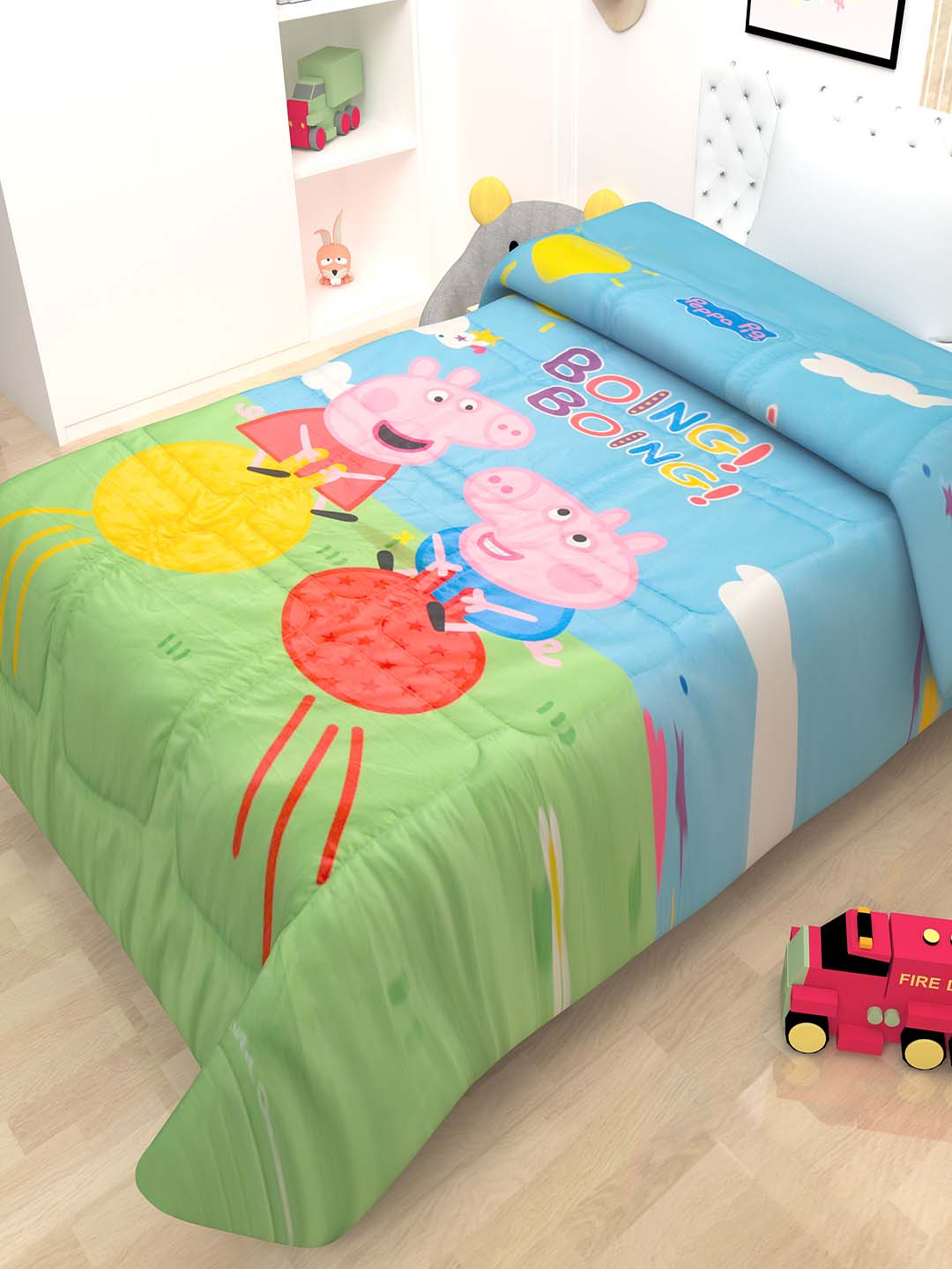 Peppa Pig Kids Comforter – Single Size, Fun "Boing Boing" Design | Cozy, Soft & Lightweight Bedding for Kids Room – Athom Living