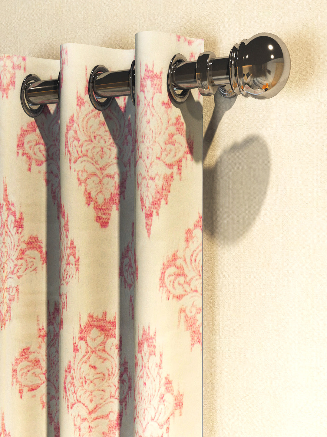 Pink patterned door drapes from Athom Living Dream Collection, set of 2, premium fabric curtains for privacy, home decoration and modern interiors.