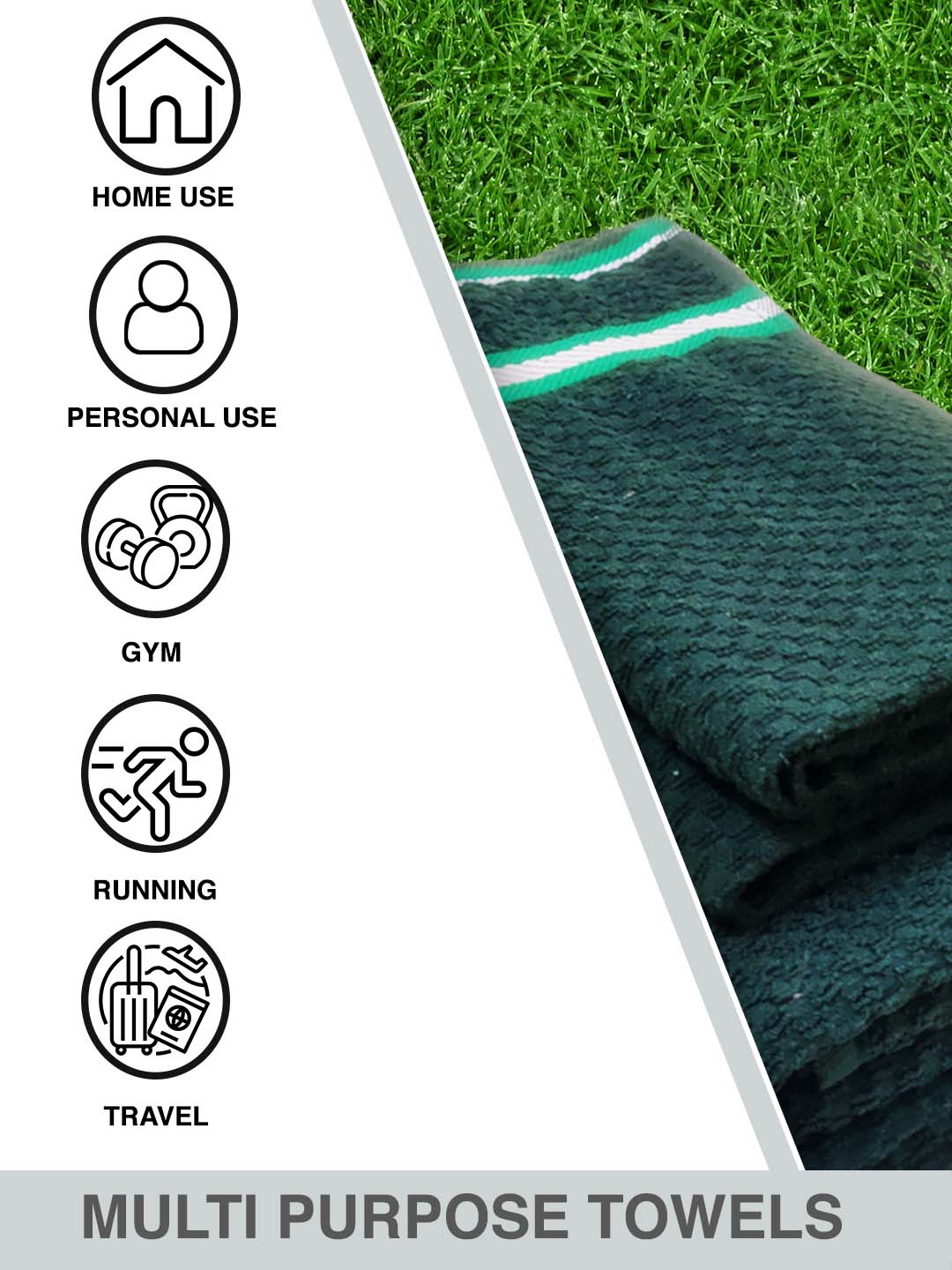 Popcorn style green cotton towels pack of four set