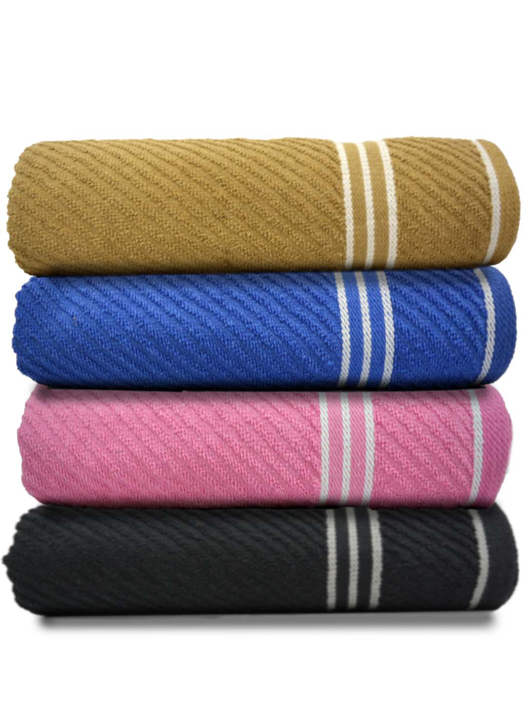 Premium Athom Living Terry Towels pack of 4 with diagonal stripe pattern, crafted for softness, durability and everyday comfort in modern homes.