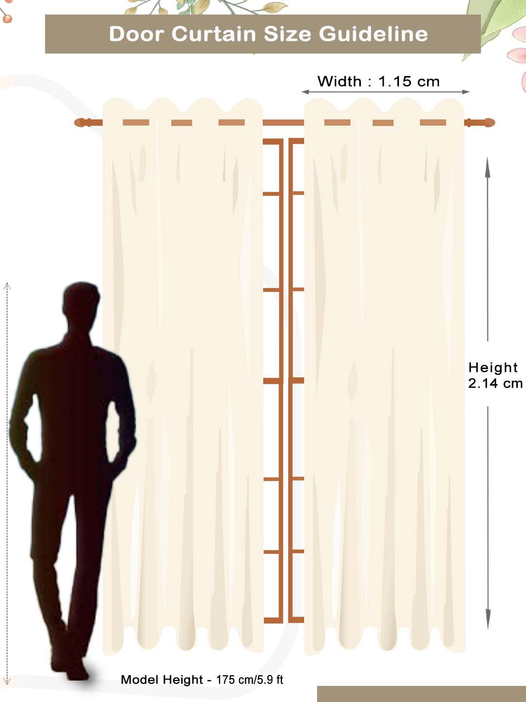 Premium Athom Living Vogue Cream Door Curtain Set of 2 – Luxurious drapery offering privacy, light control, and a sophisticated look for living spaces.