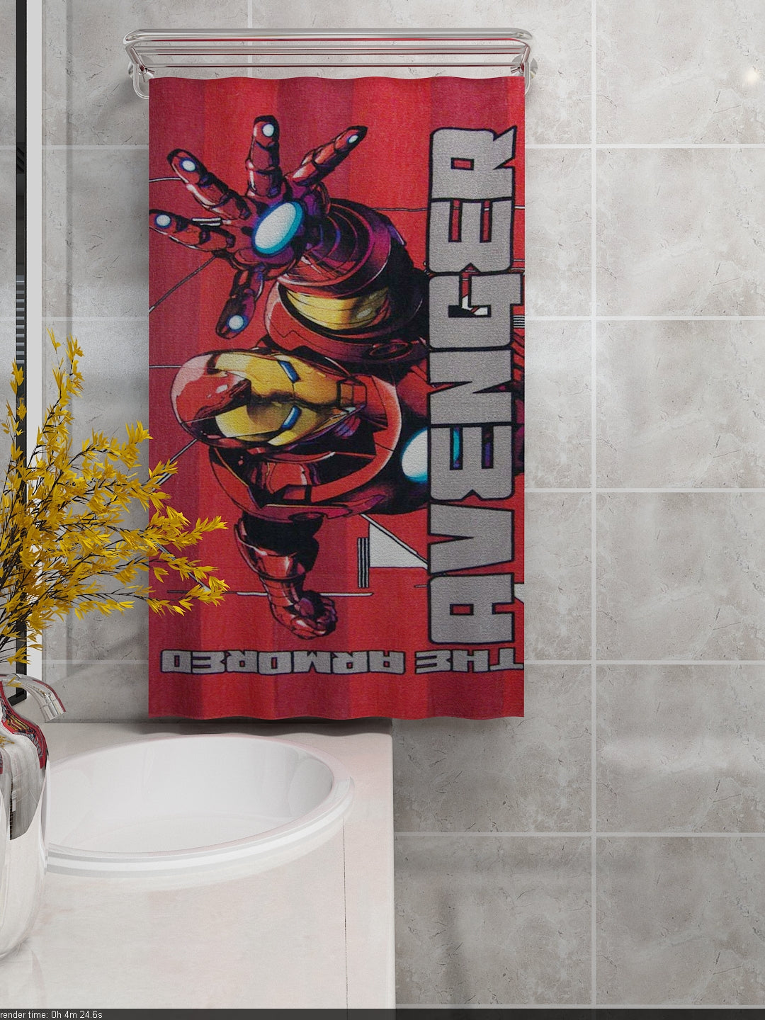 Premium Marvel Red Avengers kids cotton bath towel, 350 GSM, 60x120 cm – absorbent, soft, quick-dry, perfect for daily use.