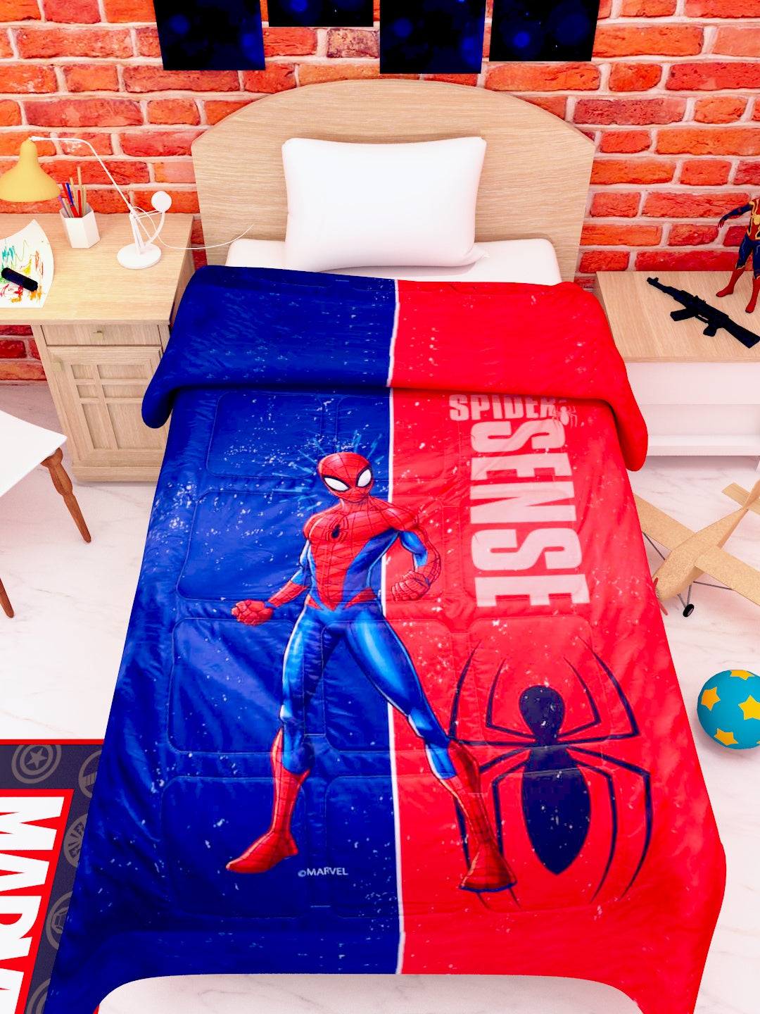 Premium Marvel Spiderman Kids Comforter – Single Size | Fun Spider Sense Design | Cozy and Comfortable Bedding for Kids Room by Athom Living