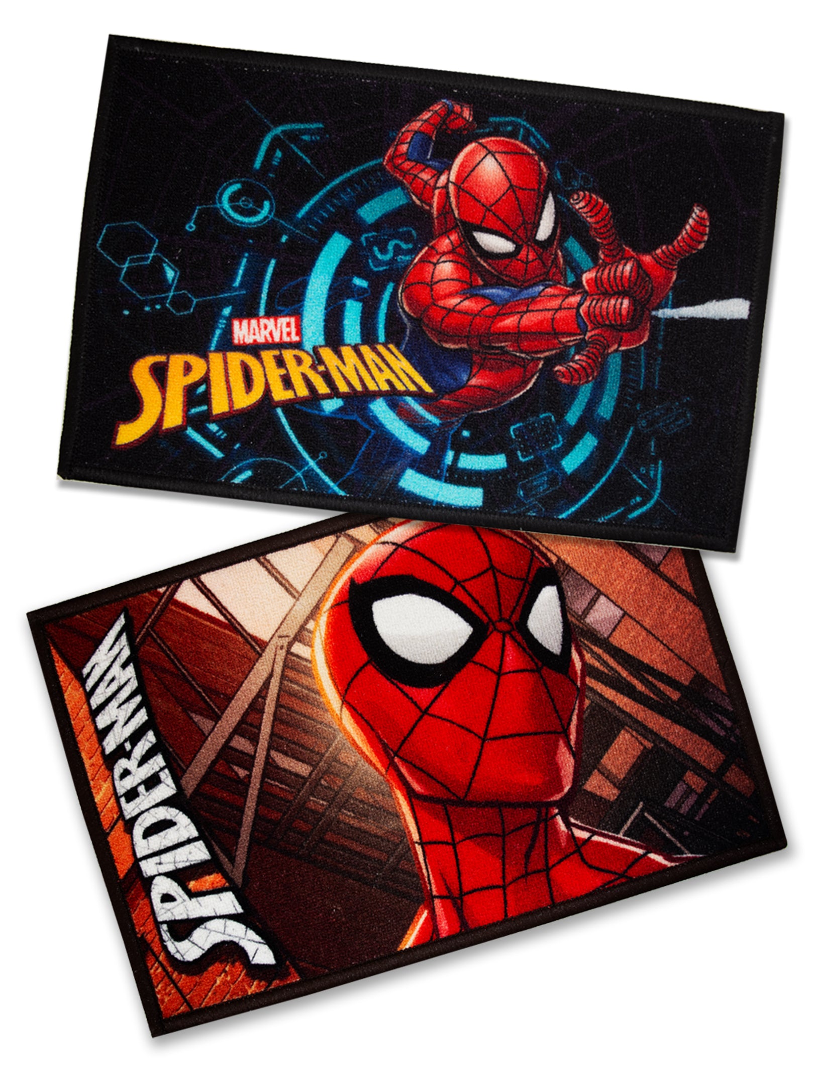 Premium Marvel Spiderman doormat for kids by Athom Living, nylon material, 37x57 cm, anti-skid latex backing, combo set of 2, perfect for bedroom or playroom
