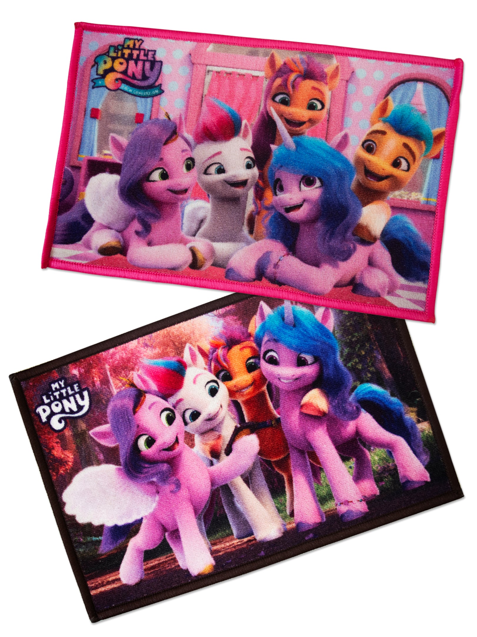 Premium My Little Pony multicolored kids doormats with latex backing, non-slip design, vibrant prints, set of 2 by Athom Living.