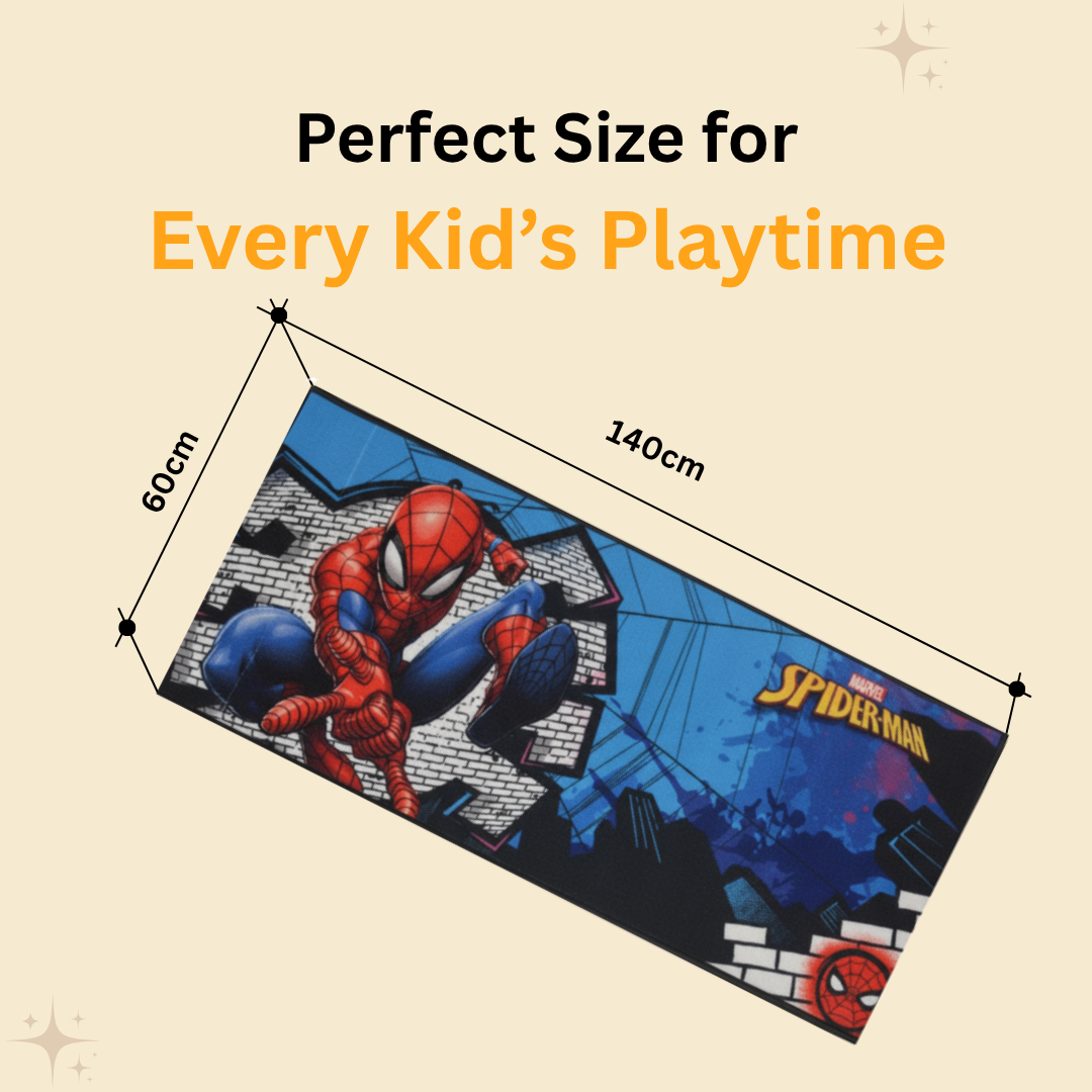Premium Spiderman blue runner carpet by Athom Living, featuring bold design, anti-skid backing, and soft touch, perfect for kids’ rooms, hallways, and play areas to enhance comfort and style.