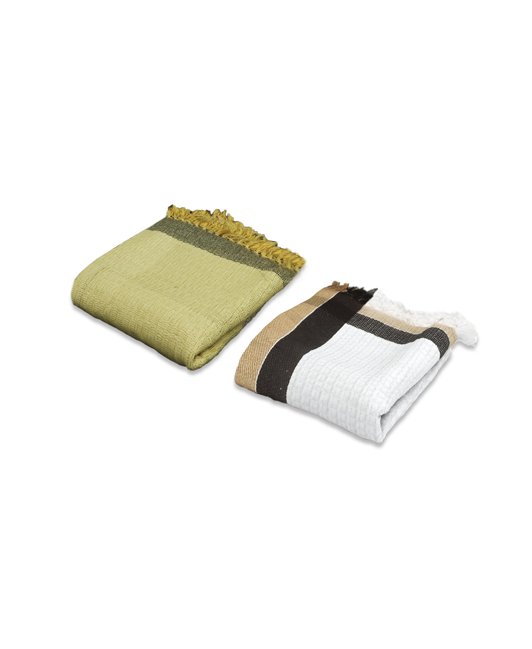 Premium cotton bath towel set, yellow and white