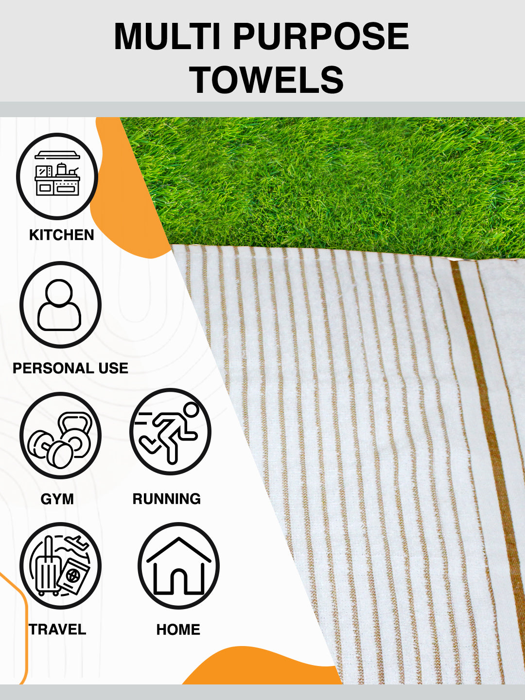 Premium cotton hand towel set, 6 white towels 