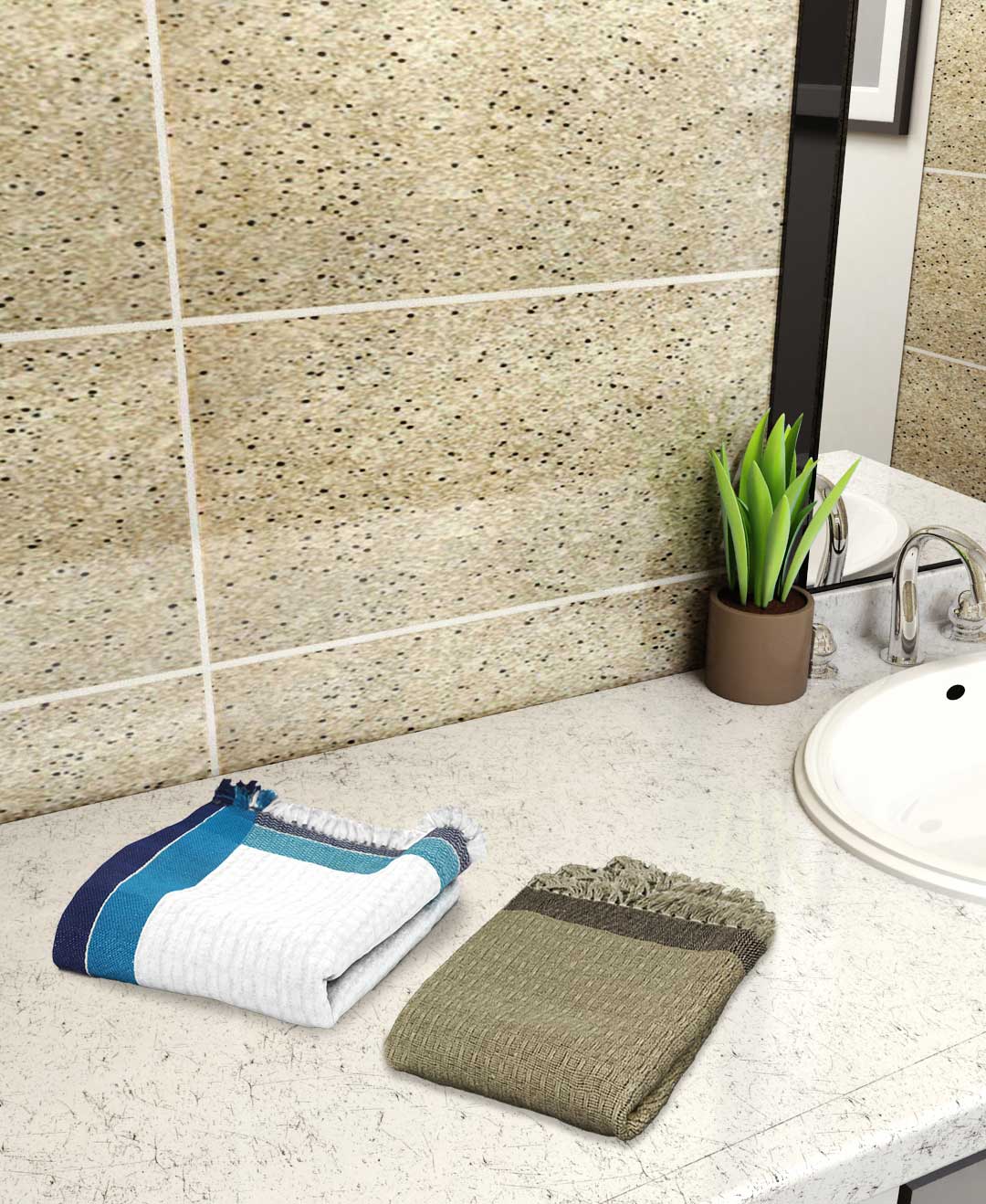 Premium dark brown and white cotton bath towels