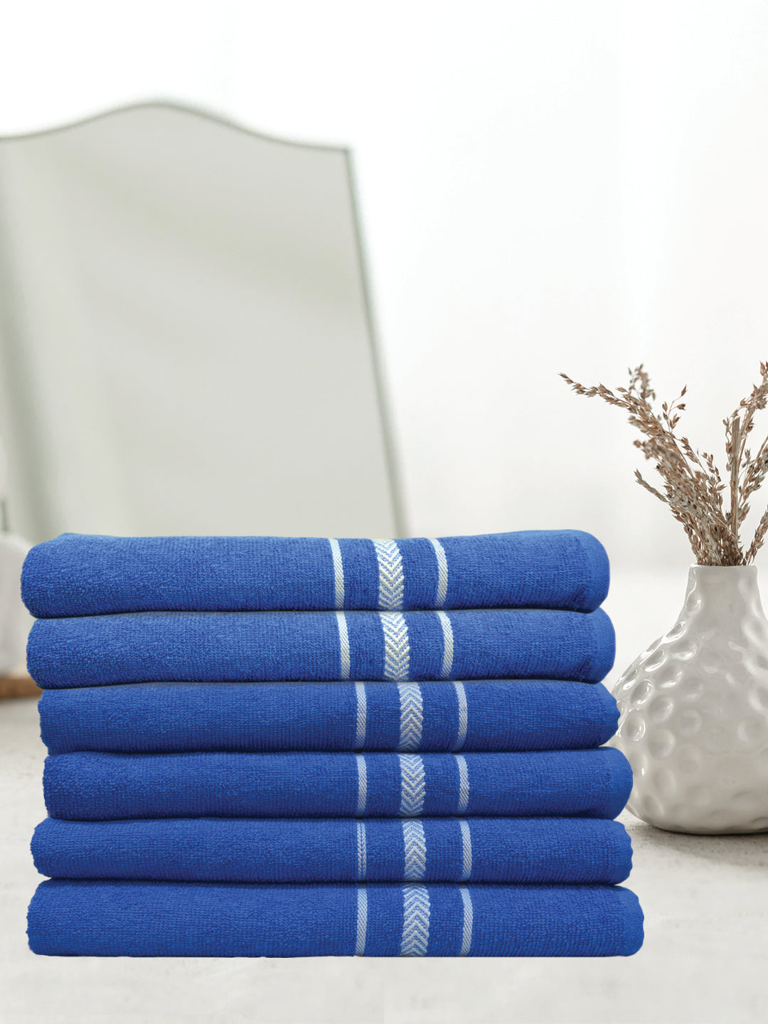 Royal blue cotton bath towel pack of 6