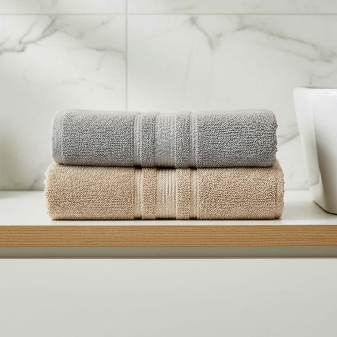 Matching textured bath towels