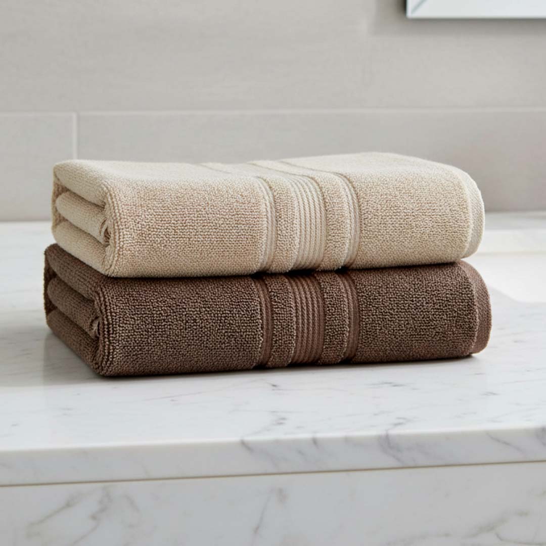 Matching textured bath towels