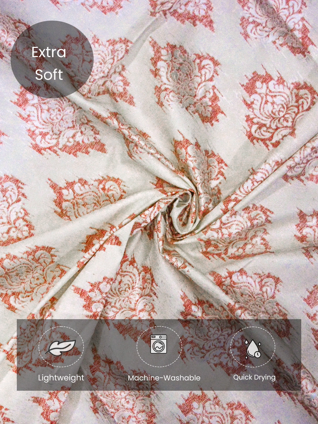 Set of 2 Vogue Terracotta Floral Pattern Collection Solid Window Elegant Drapes Curtain, ideal for living rooms or bedrooms, offering privacy, elegance, and a sophisticated floral design.