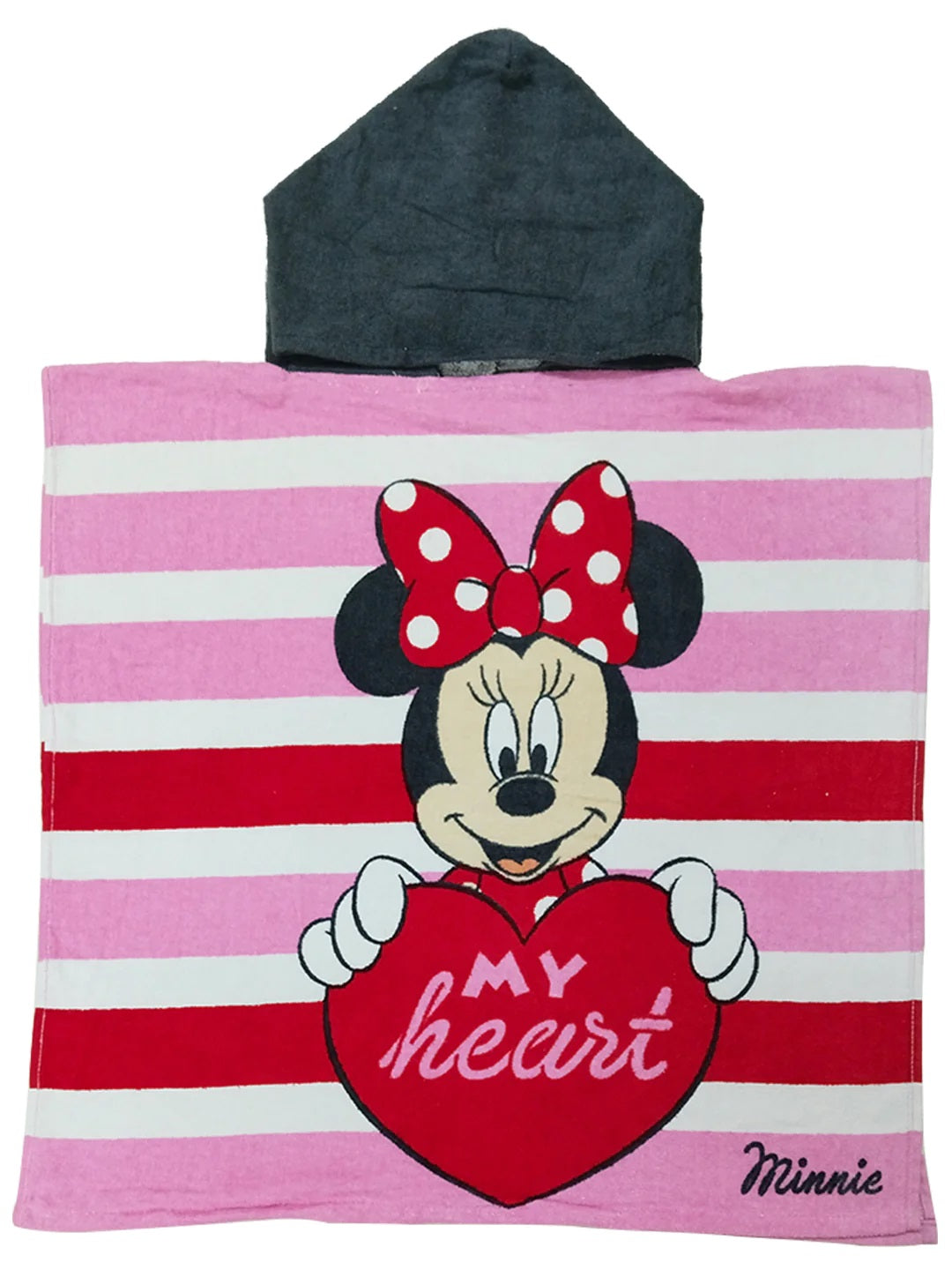 Soft Disney Minnie Heart Kids Hooded Bath Towel Poncho 60x120 cm by Athom Living, crafted for comfort with adorable design, making it ideal Kids Hooded Poncho Towels for pool, bath, travel, or holidays.