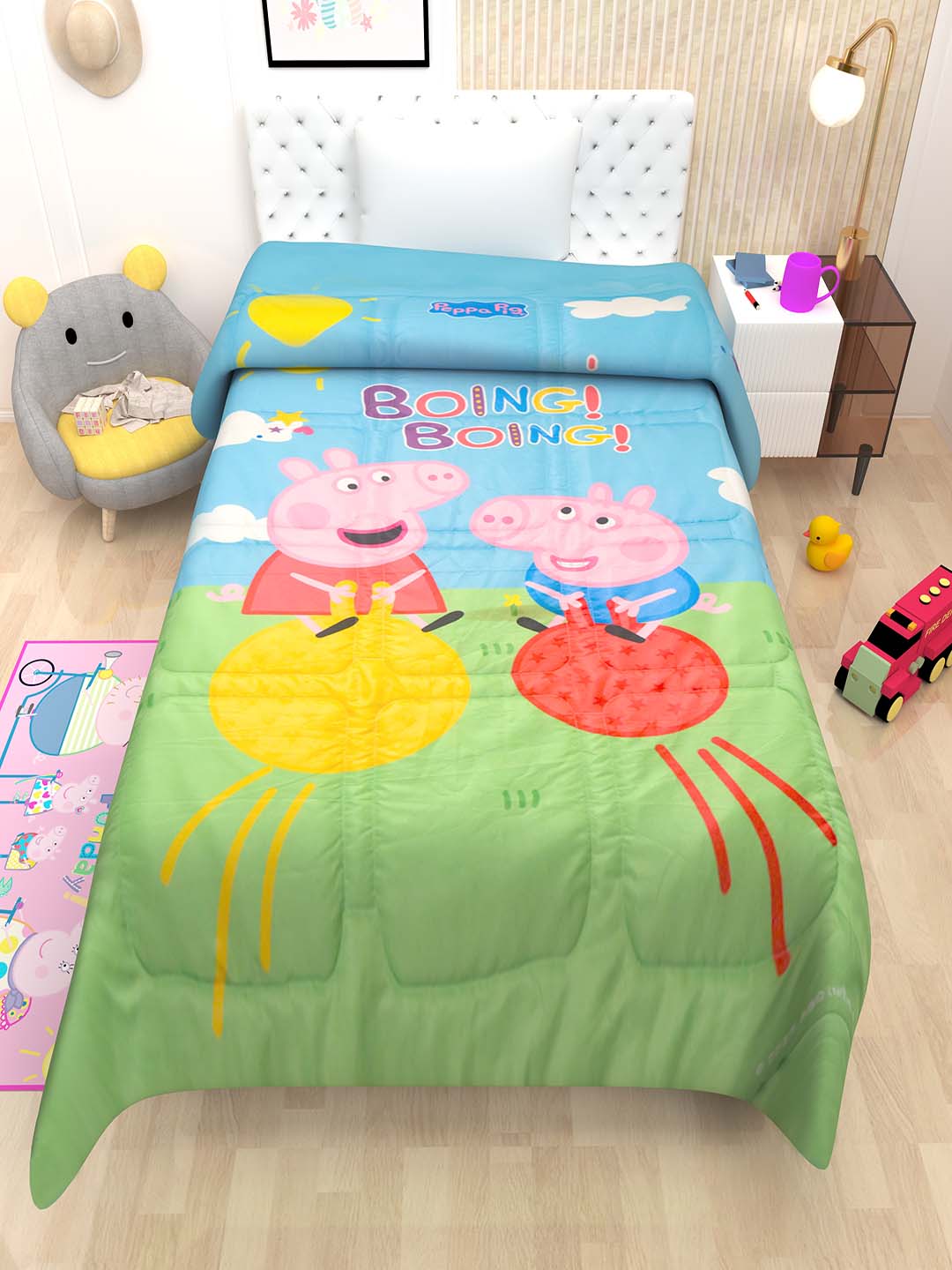 Soft Peppa Pig Kids Comforter – Single Size | Adorable "Boing Boing" Print | Lightweight, Warm & Easy to Maintain – Athom Living